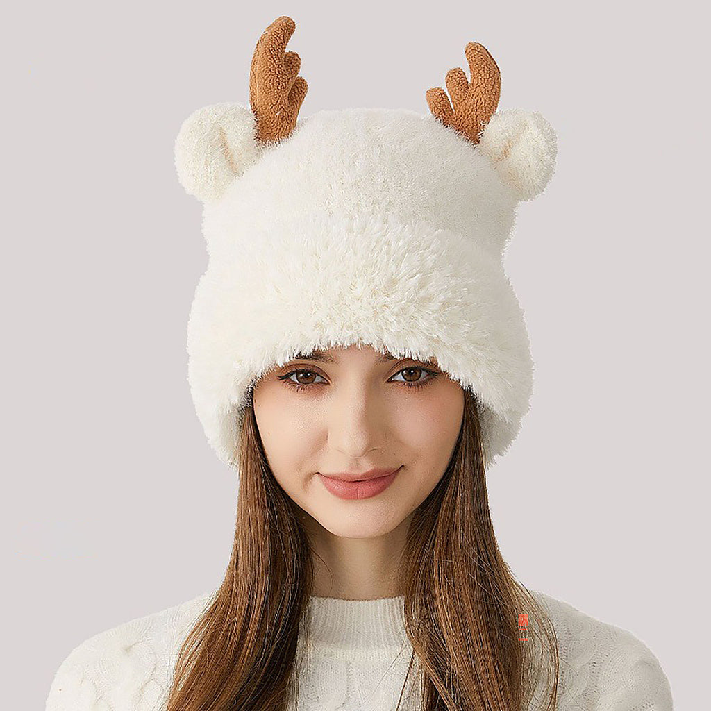 Anna-Kaci Women's Reindeer Antler Fleece Hat - Cute & Warm Winter Accessory