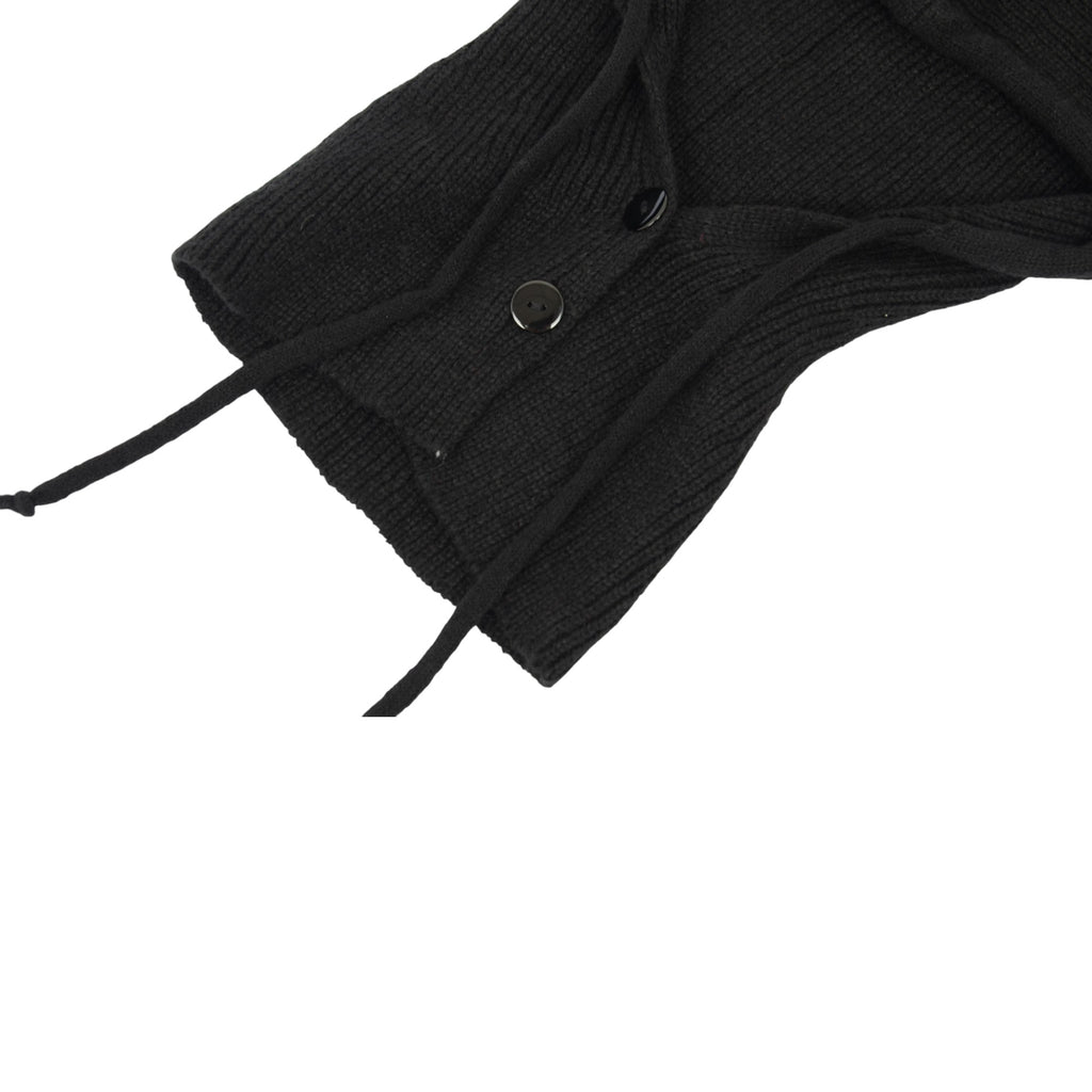 Anna-Kaci Women's Ribbed Knit Hooded Neck Warmer with Button Closure and Drawstring Design