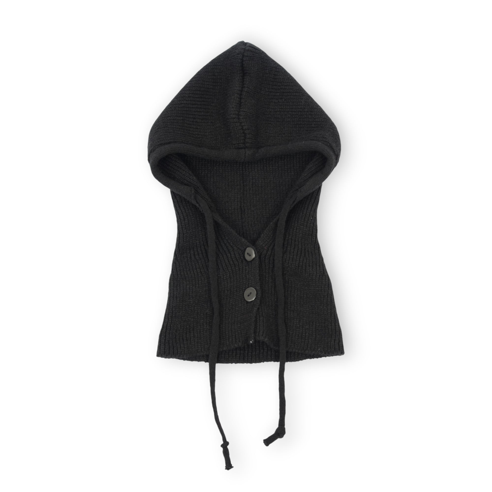 Anna-Kaci Women's Ribbed Knit Hooded Neck Warmer with Button Closure and Drawstring Design