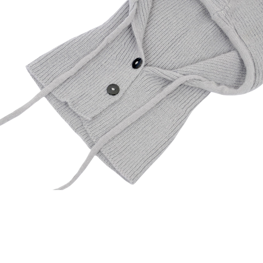 Anna-Kaci Women's Ribbed Knit Hooded Neck Warmer with Button Closure and Drawstring Design