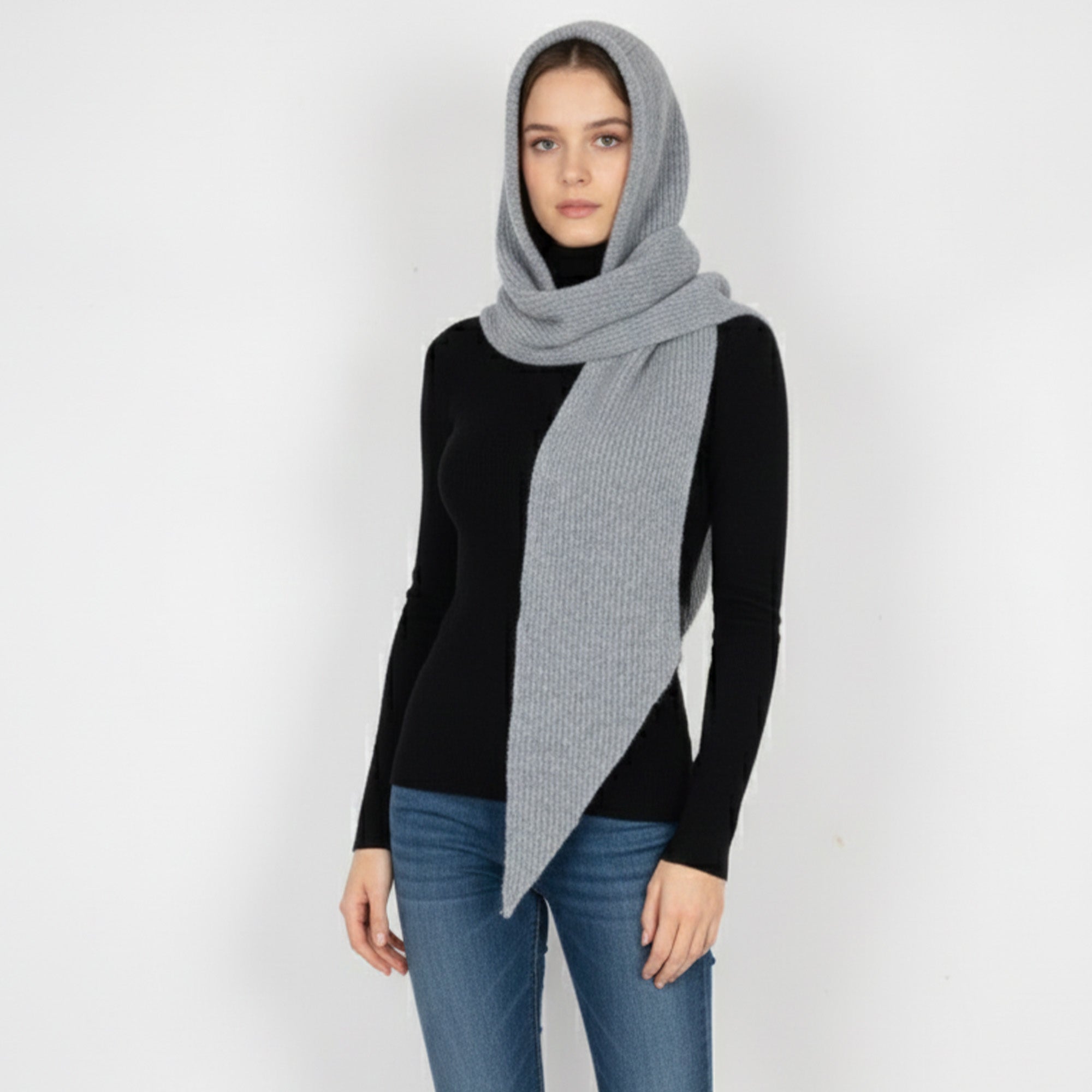 Anna-Kaci Womens Wool Blend Ribbed Knit Hat with Attached Scarf Warm and Convenient