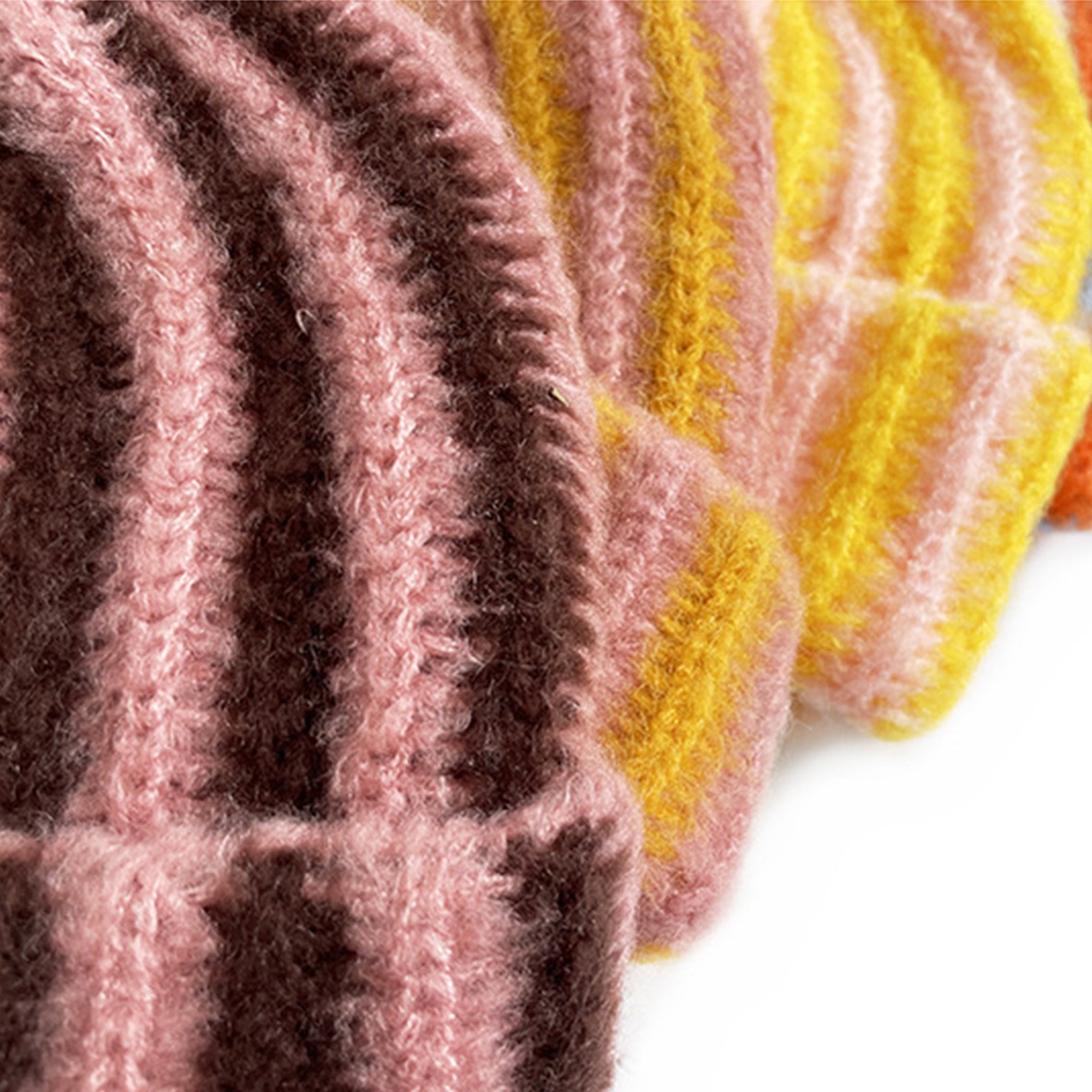 Anna-Kaci Knit Beanie with Colorblock Stripes and Folded Cuff Winter Hat
