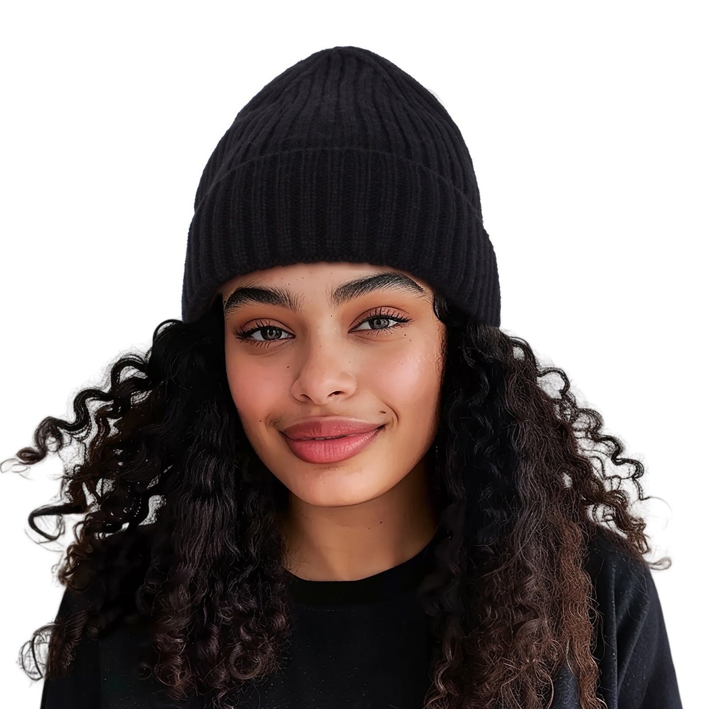 Anna-Kaci Women's Ribbed Knit Beanie Hat with Satin Lining and Folded Cuff