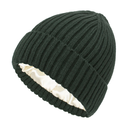 Anna-Kaci Women's Ribbed Knit Beanie Hat with Satin Lining and Folded Cuff