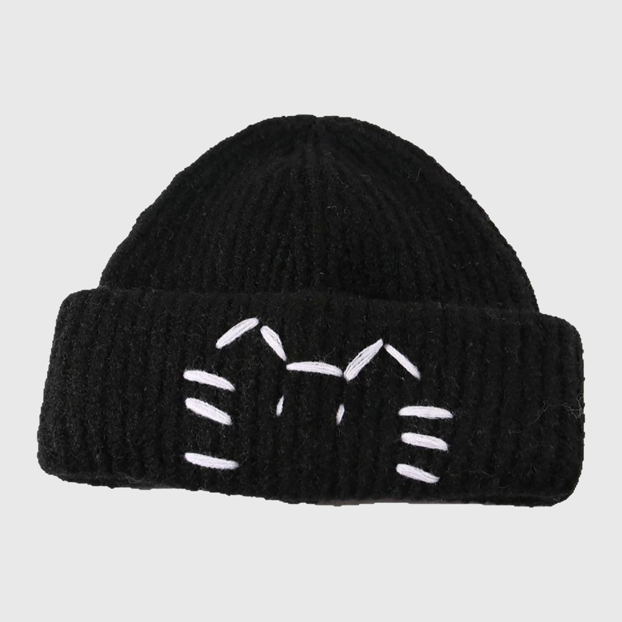 Anna-Kaci Women's Knitted Beanie with Cat Embroidery - Cute & Warm Winter Hat for Cold Weather