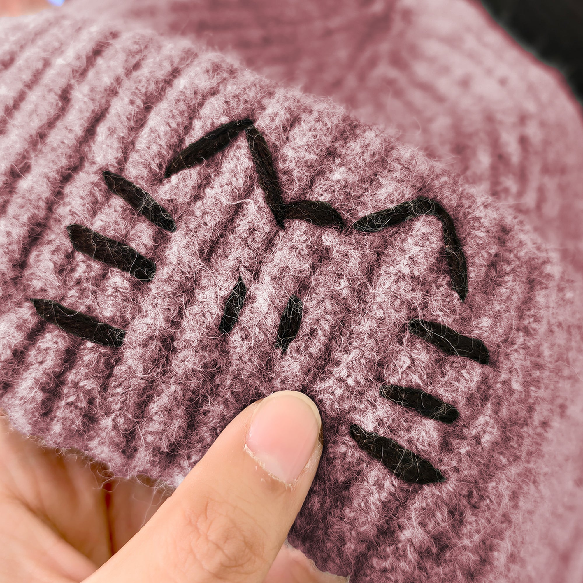 Anna-Kaci Women's Knitted Beanie with Cat Embroidery - Cute & Warm Winter Hat for Cold Weather