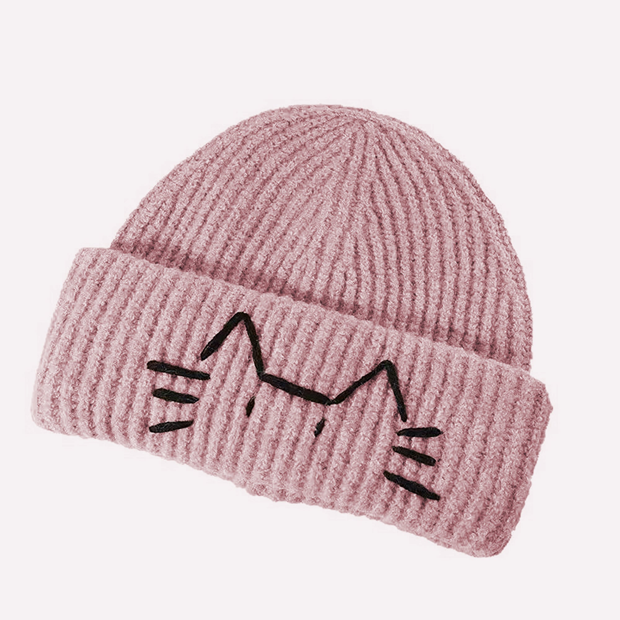 Anna-Kaci Women's Knitted Beanie with Cat Embroidery - Cute & Warm Winter Hat for Cold Weather