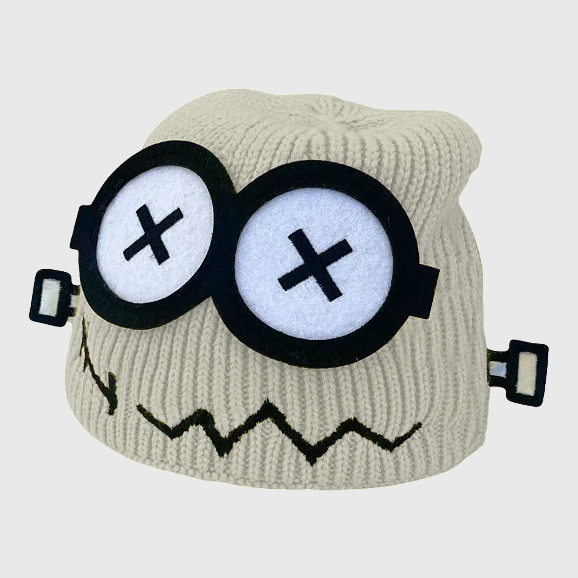 Anna-Kaci Women's Knitted Beanie with Cartoon Monster Eye Design - Cute & Warm Winter Hat for Cold Weather