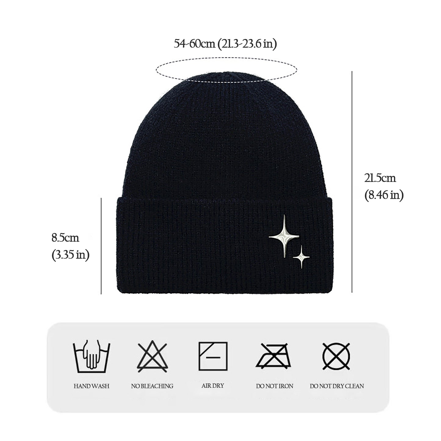 Anna-Kaci Women's Coral Knitted Beanie with Star Embroidery - Stylish & Warm Winter Hat