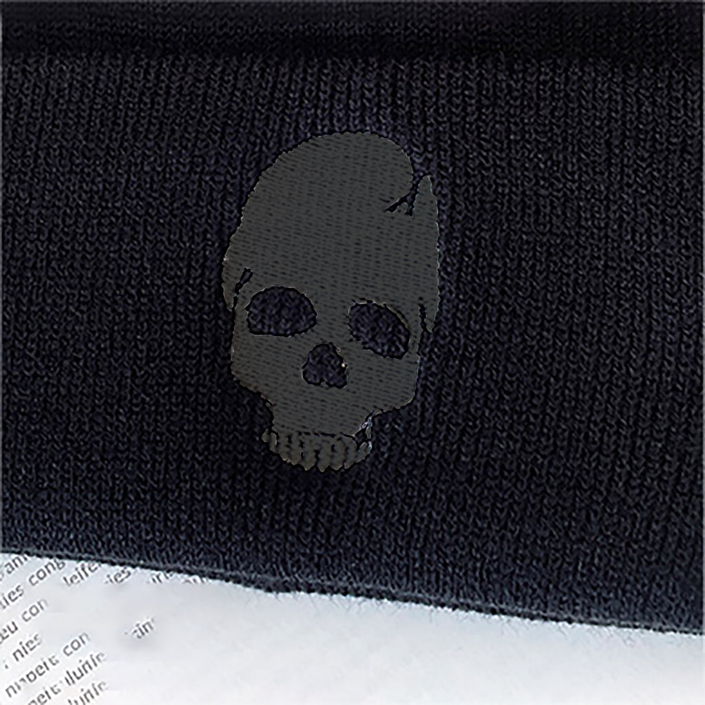 Anna-Kaci Women's Knitted Beanie with Skull Embroidery Warm Winter Hat for Gothic, Punk & Casual Styles