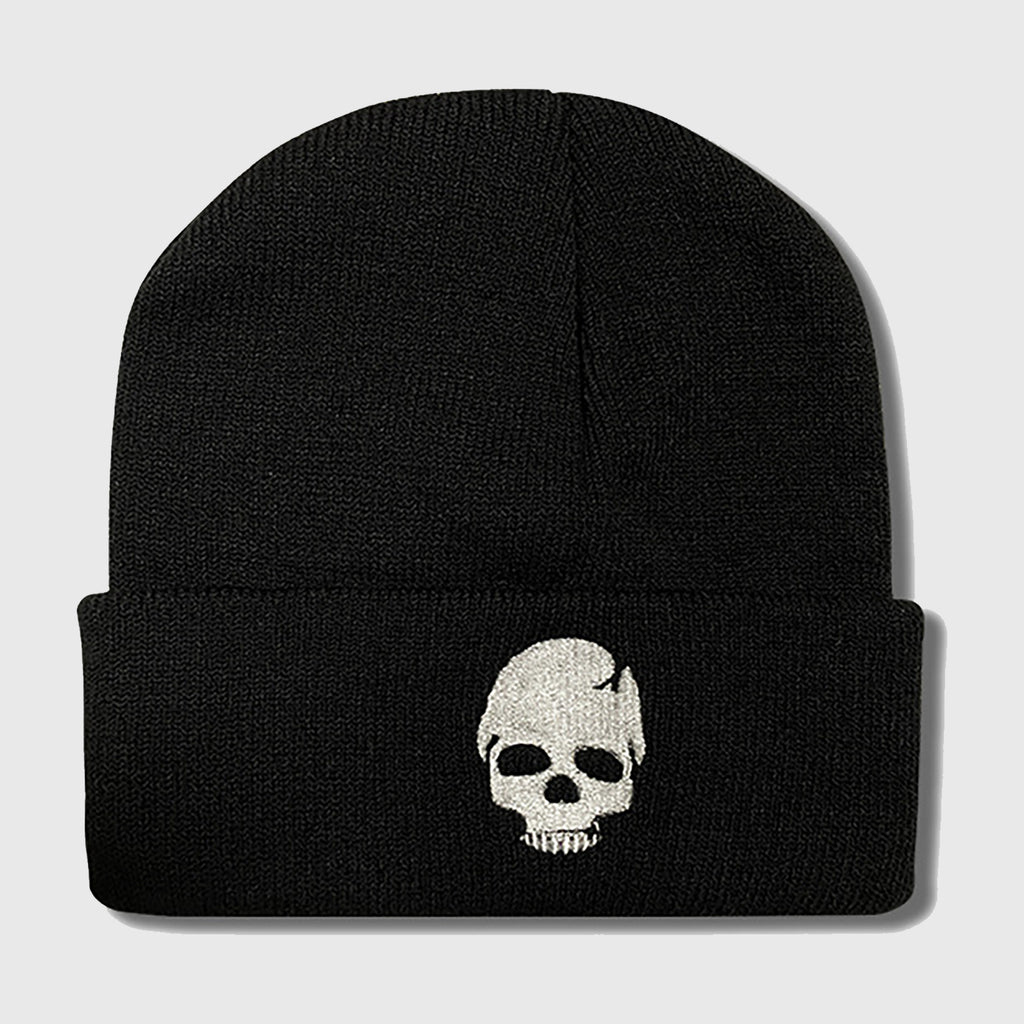 Anna-Kaci Women's Knitted Beanie with Skull Embroidery Warm Winter Hat for Gothic, Punk & Casual Styles