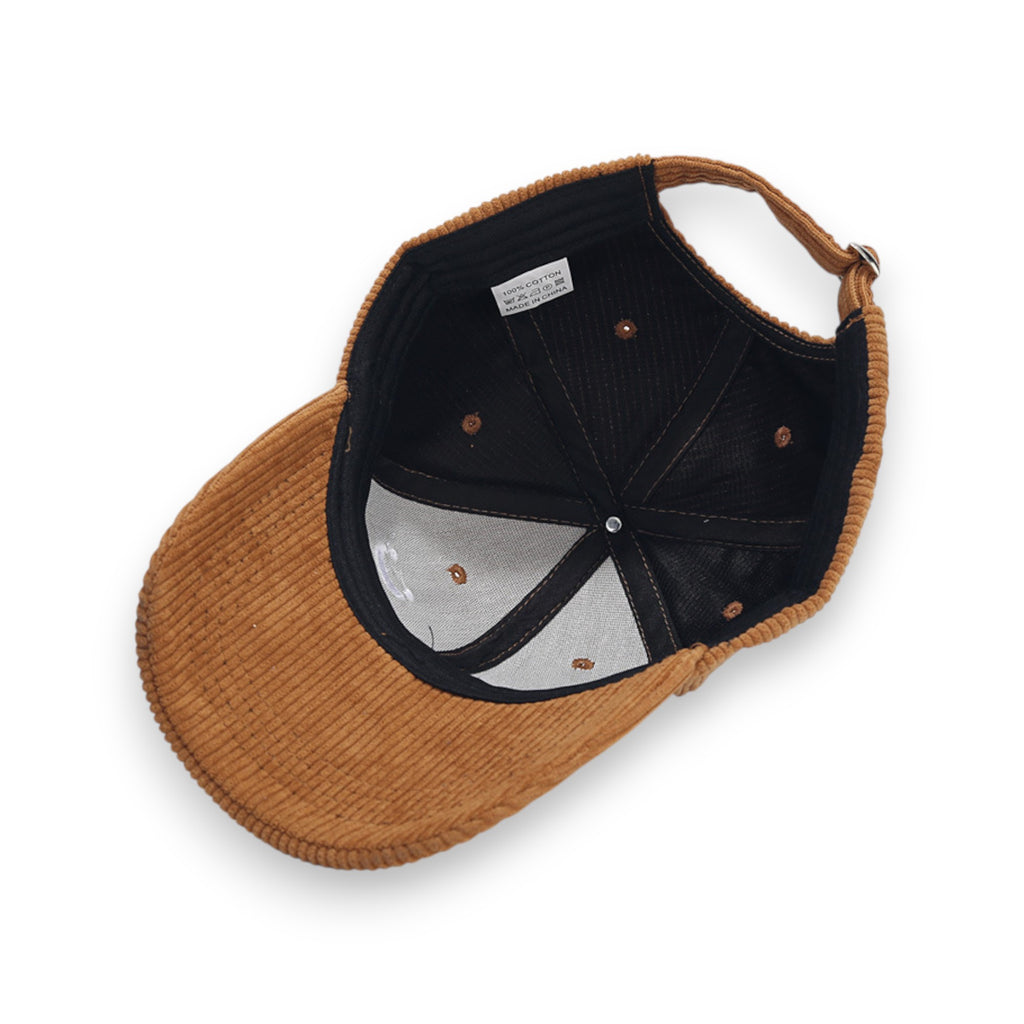 Anna-Kaci Corduroy Baseball Cap with Soft Ribbed Texture and Embroidered Smiley Detail