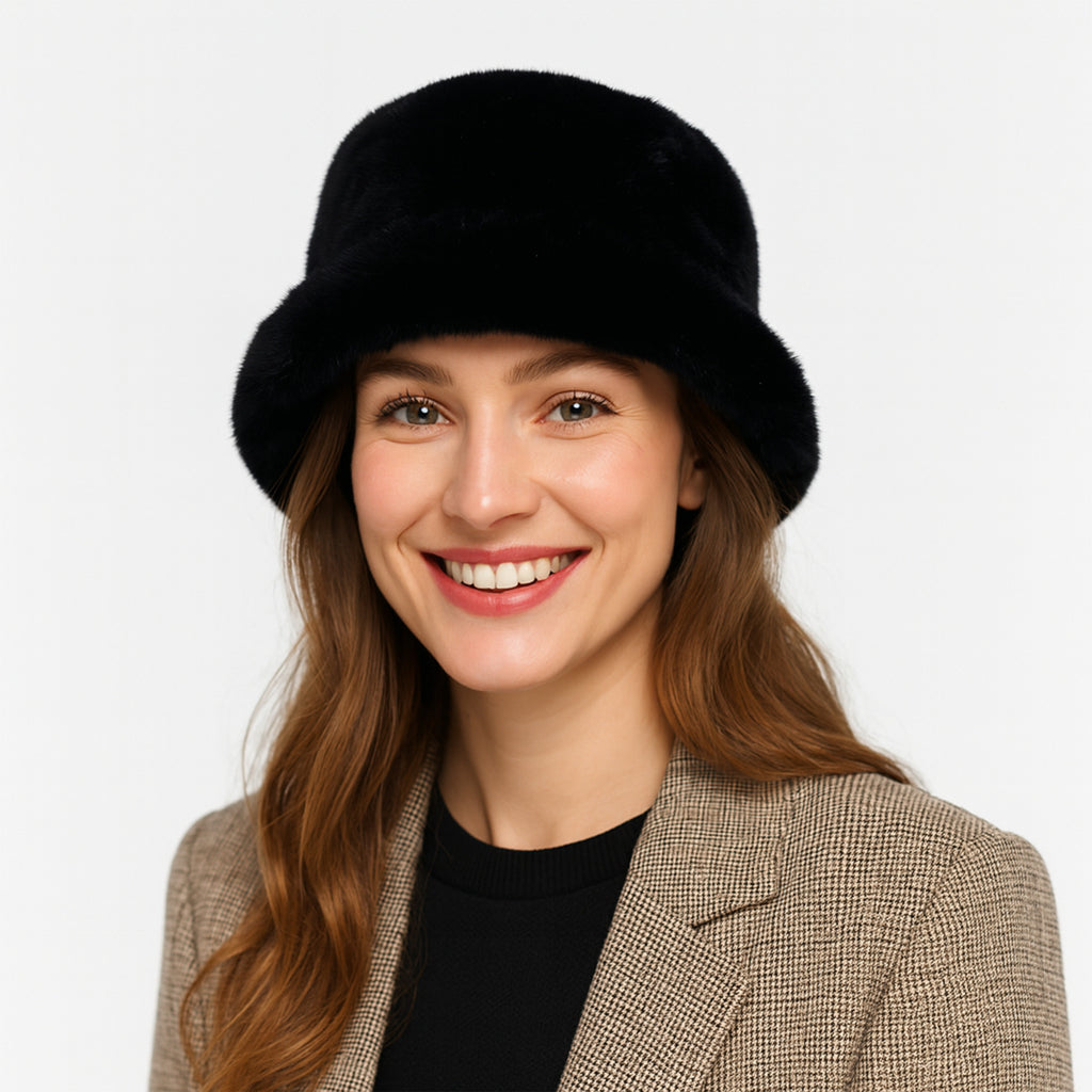 Anna-Kaci Women's Plush Fuzzy Bucket Hat with Soft Warm Feel and Full-Cover Design
