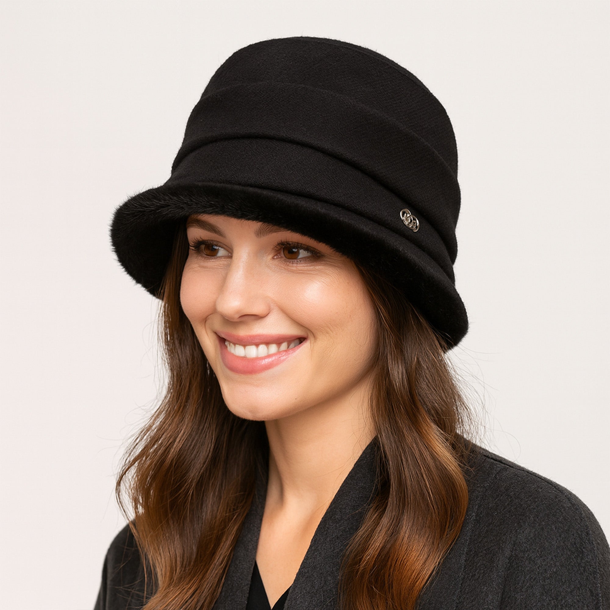 Anna-Kaci Women's Warm Winter Cloche Hat with Faux Fur Trim