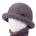 Anna-Kaci Women's Soft Knit Winter Hat with Rolled Brim and Elegant Floral Detail
