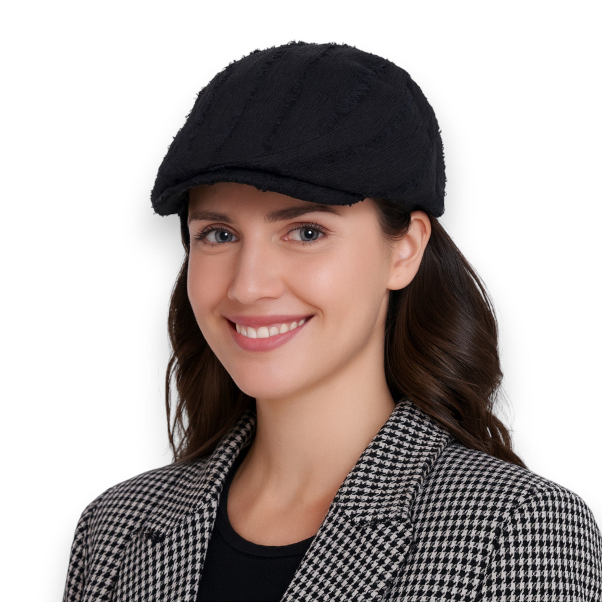 Anna-Kaci Retro Newsboy Cap with Textured Distressed Fabric and Adjustable Back Strap