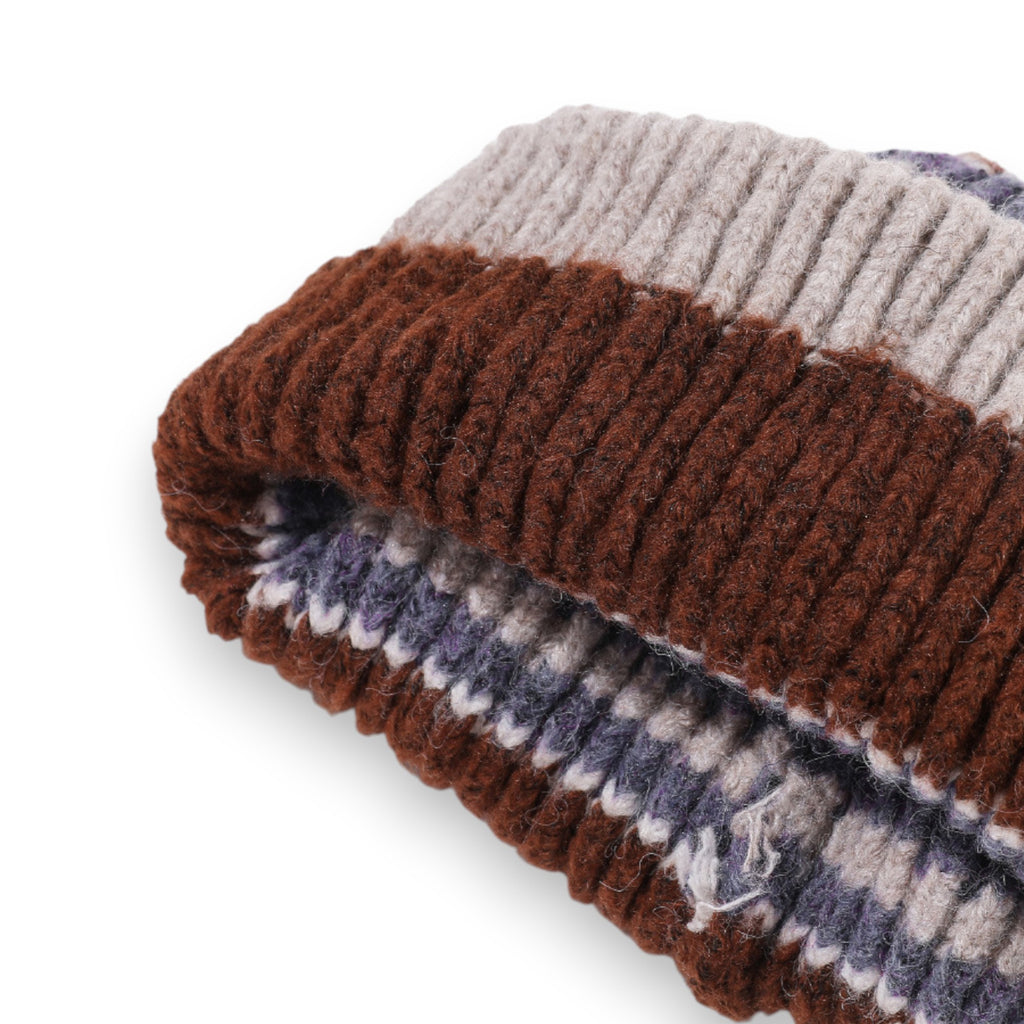 Anna-Kaci Women's Soft Ribbed Knit Beanie Hat with Striped Pattern