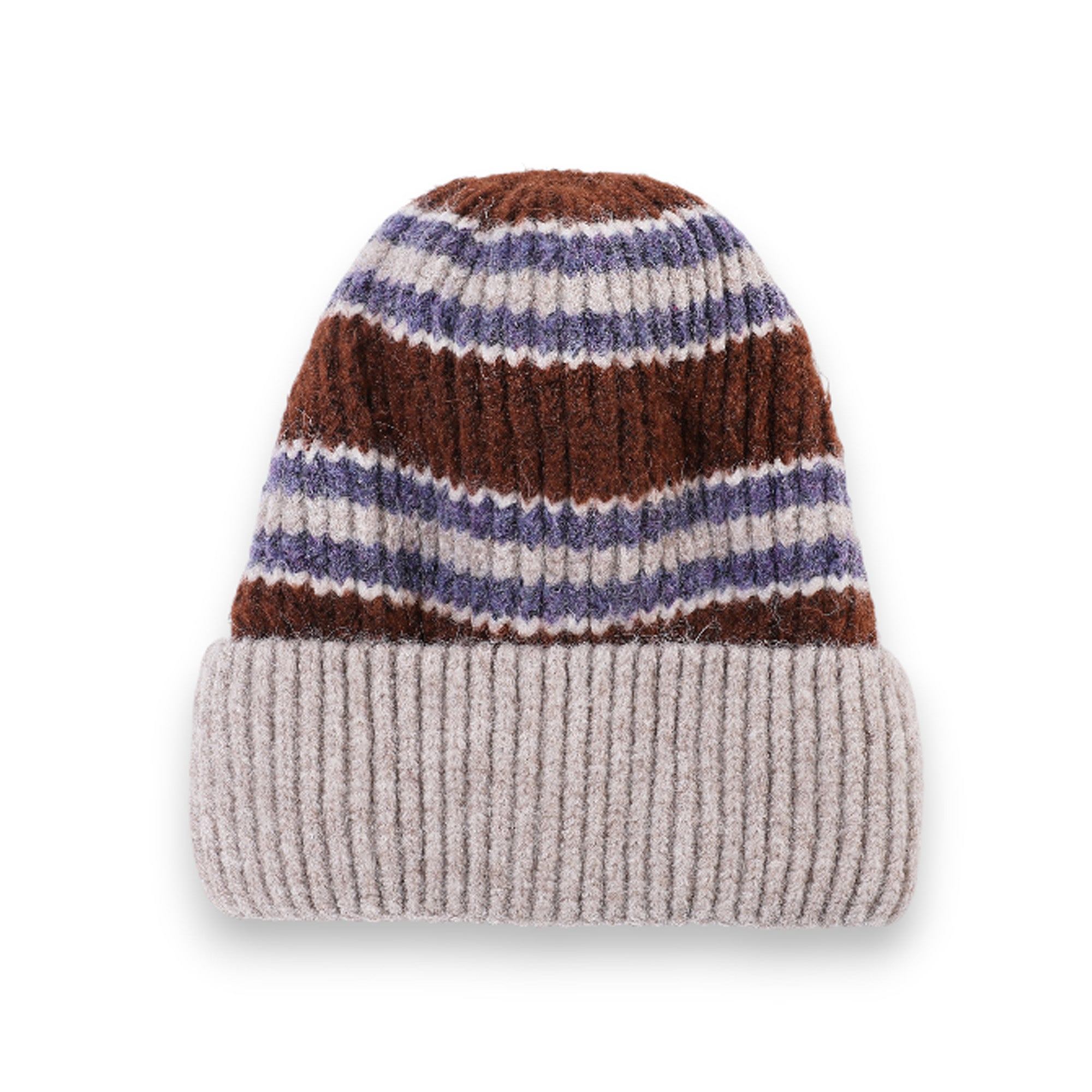 Anna-Kaci Women's Soft Ribbed Knit Beanie Hat with Striped Pattern