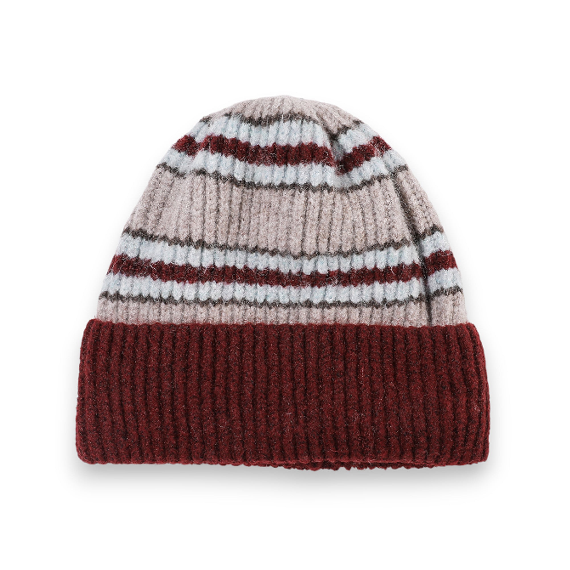 Anna-Kaci Women's Soft Ribbed Knit Beanie Hat with Striped Pattern