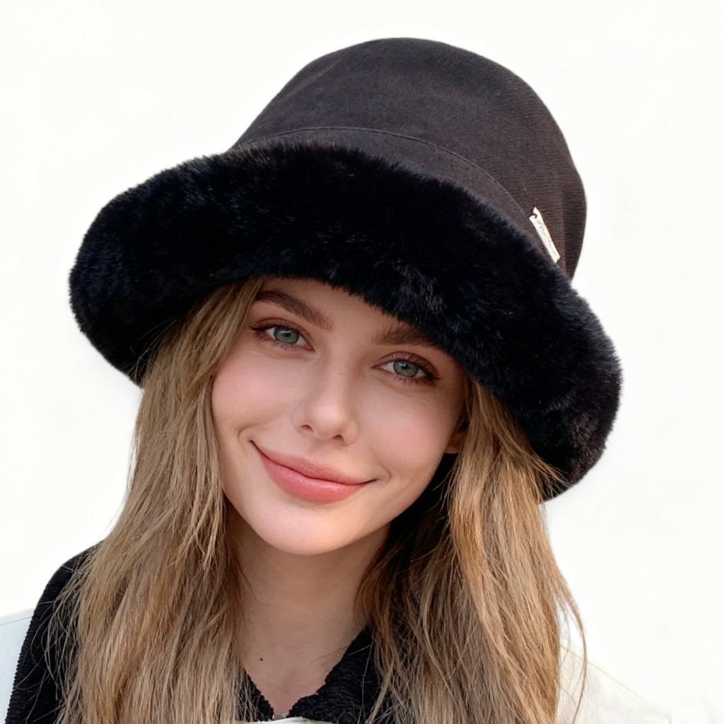 Anna-Kaci Women's Plush Trim Bucket Hat Soft Foldable Design