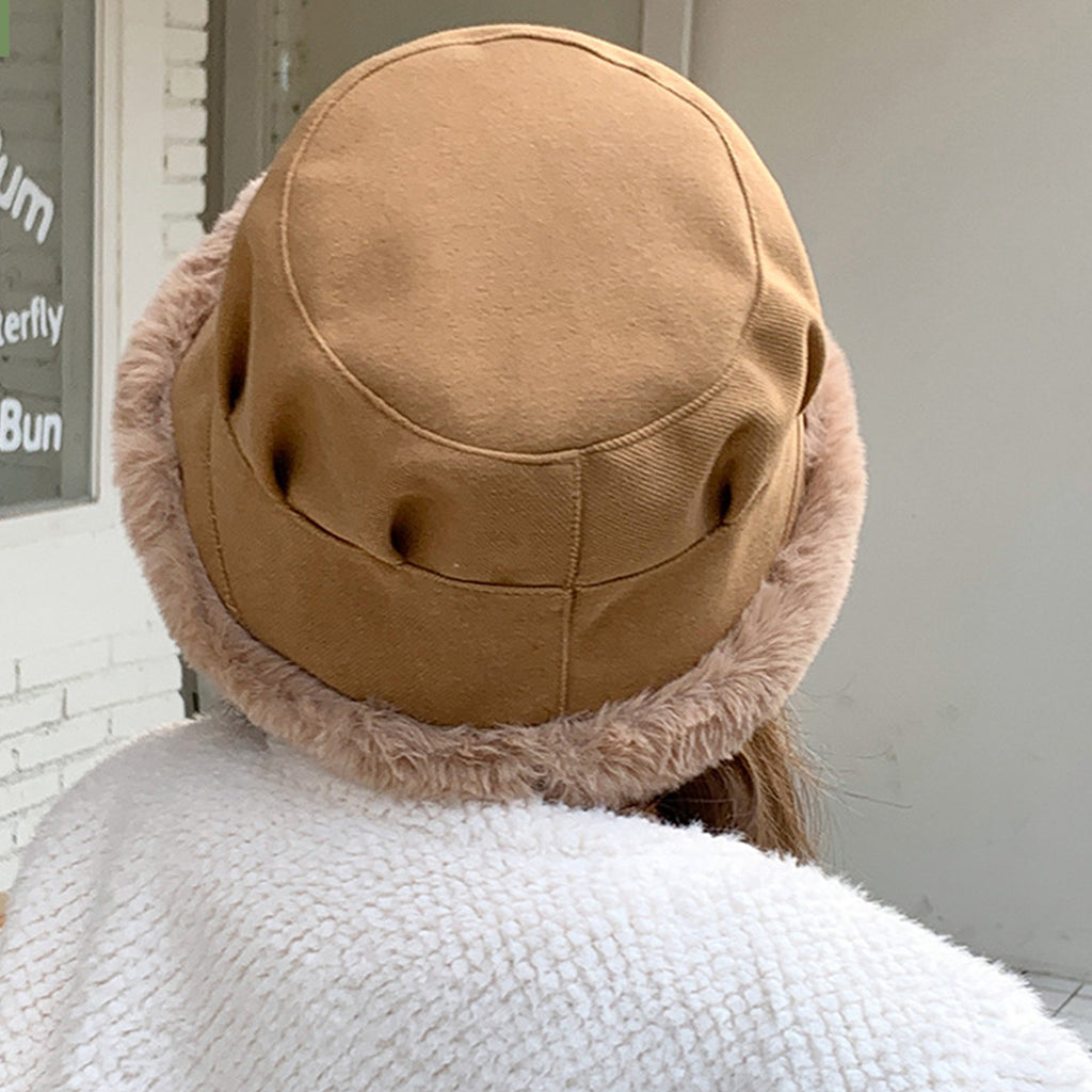 Anna-Kaci Women's Plush Trim Bucket Hat Soft Foldable Design