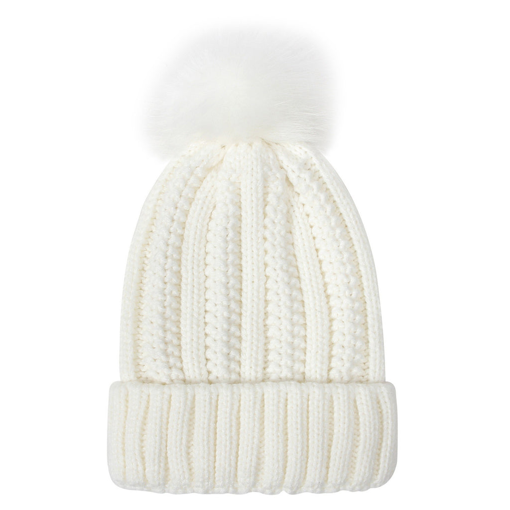 Anna-Kaci Women's Soft Knit Winter Beanie Hat with Satin-Lined Interior Ribbed Texture and Fluffy Pom Detail