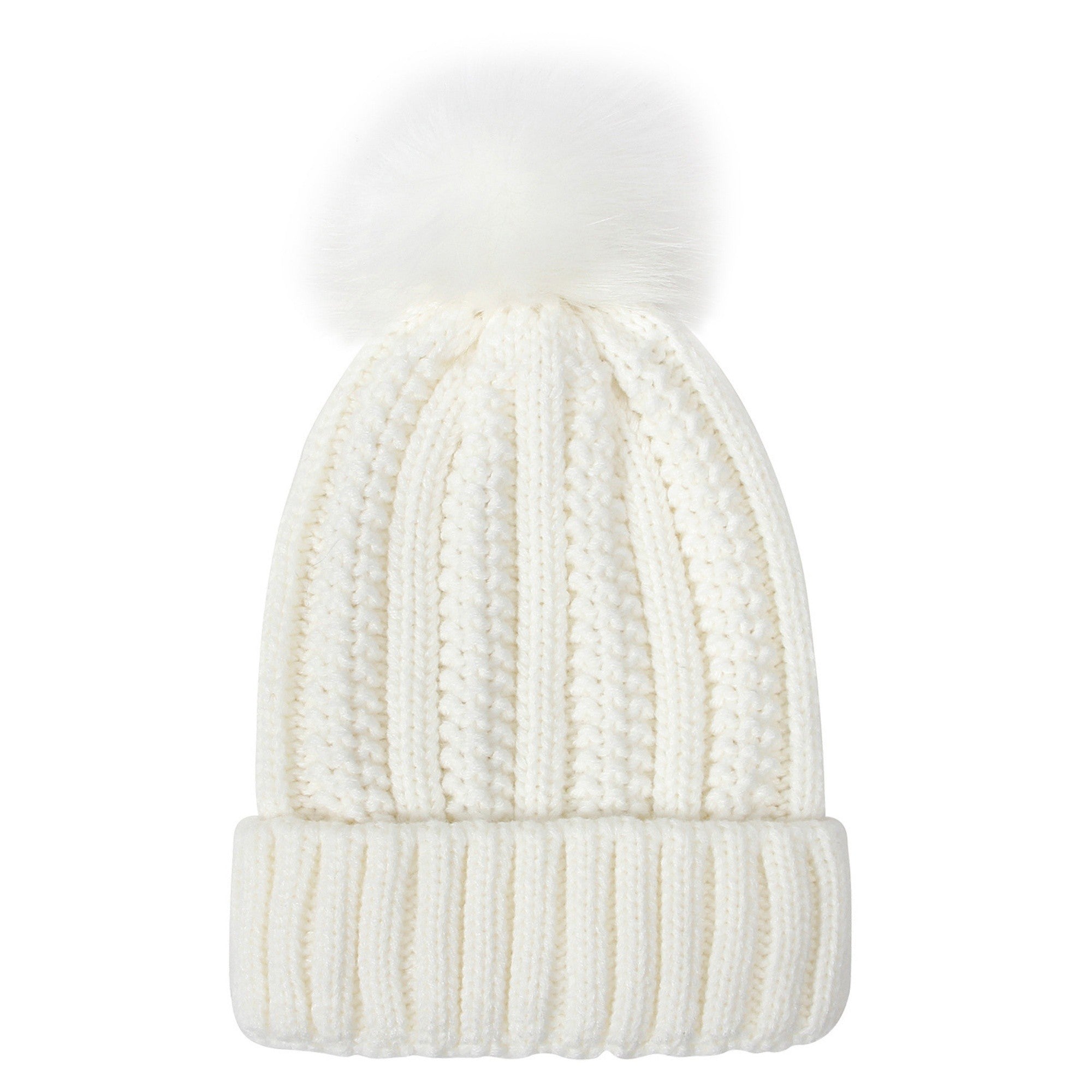 Anna-Kaci Women's Soft Knit Winter Beanie Hat with Satin-Lined Interior Ribbed Texture and Fluffy Pom Detail
