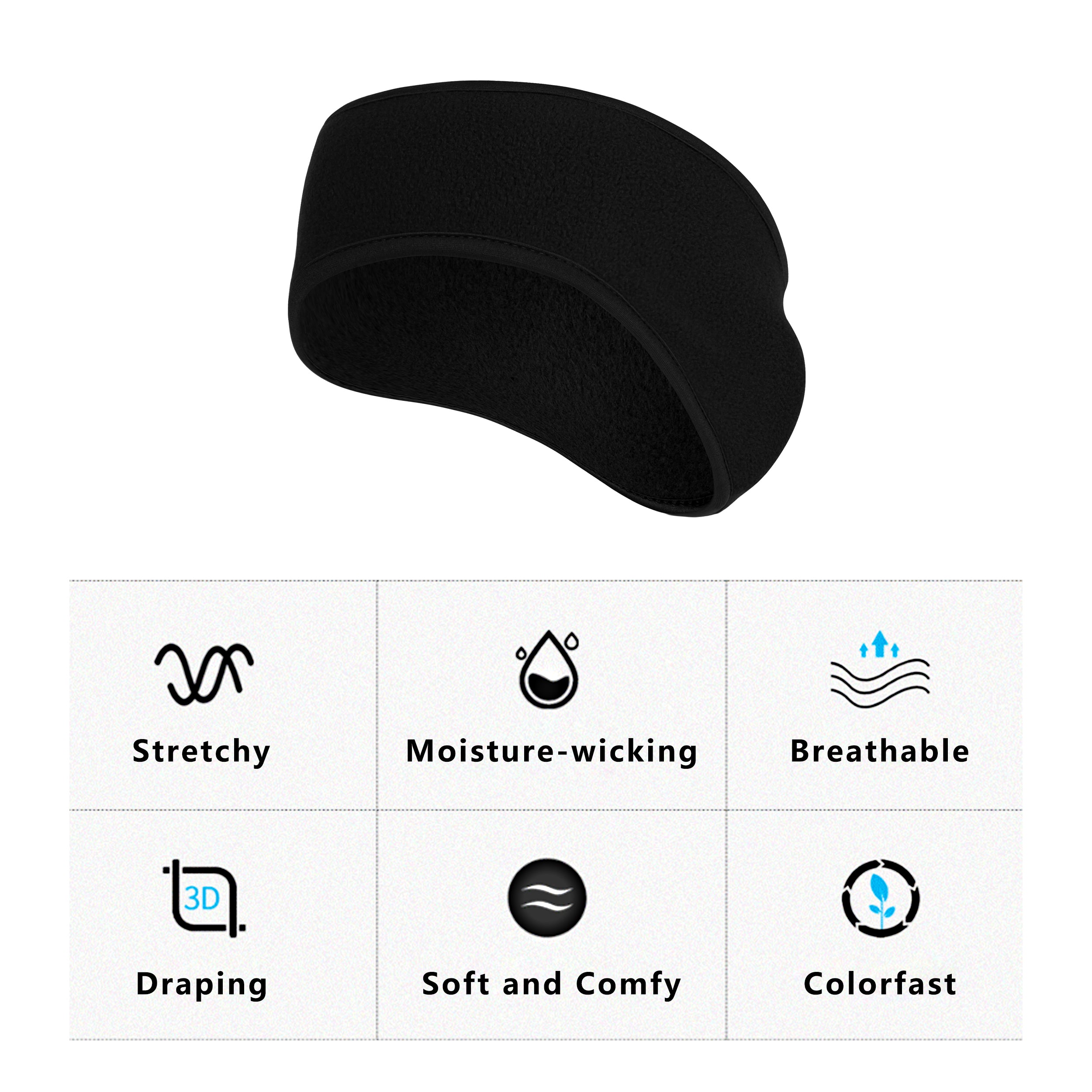 Anna-Kaci Winter Fleece Headband Moisture-Wicking for Running Sports Workouts Cold Weather Ear Warmer Unisex