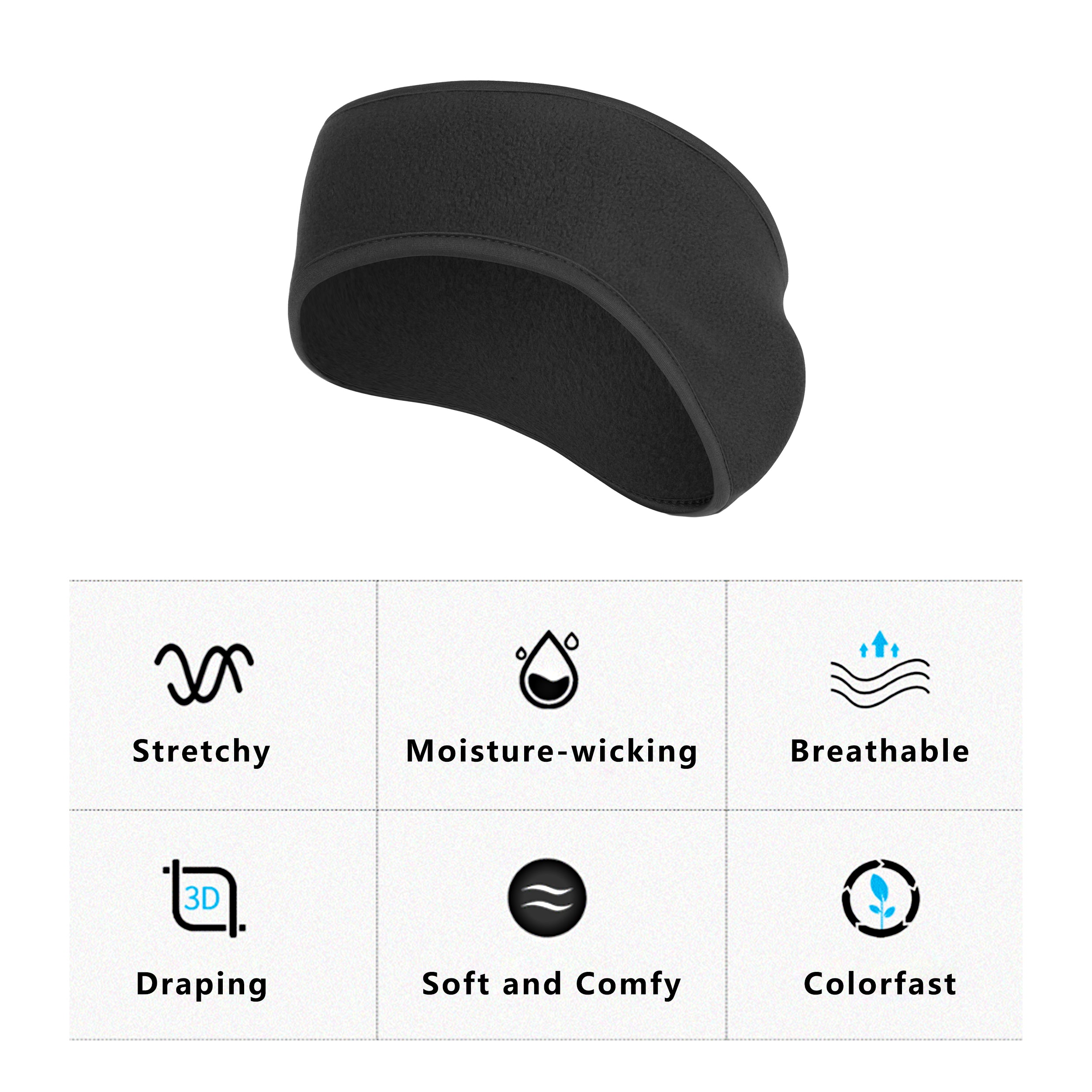 Anna-Kaci Winter Fleece Headband Moisture-Wicking for Running Sports Workouts Cold Weather Ear Warmer Unisex