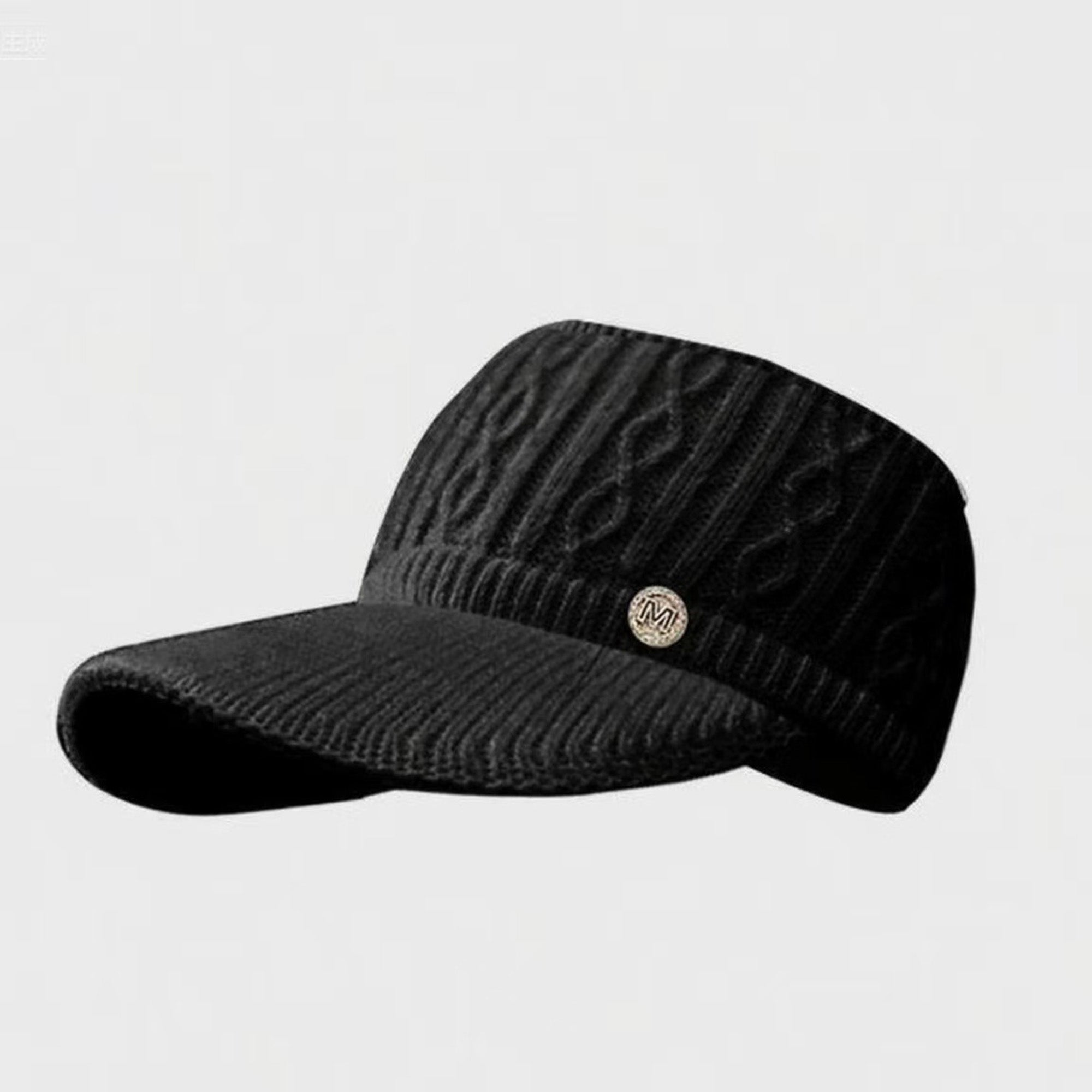 Anna-Kaci Plush Knit Ponytail Visor Hat with Soft Textured Cable Pattern and Curved Brim Design for Comfortable Everyday Cold-Weather Wear