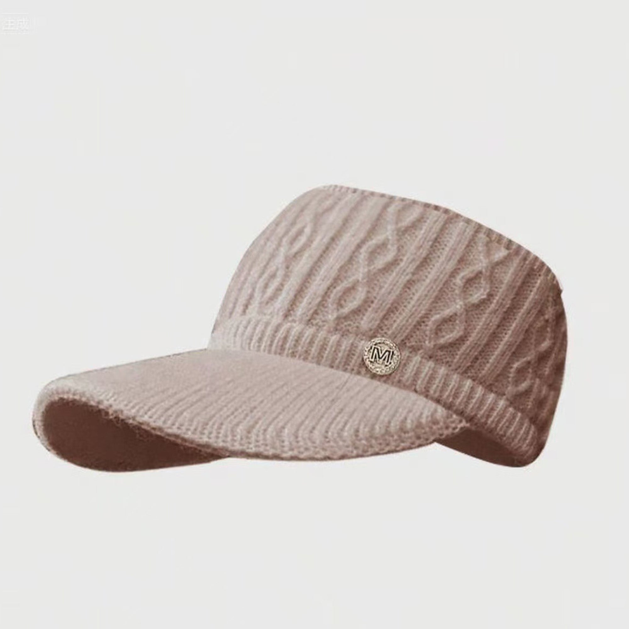 Anna-Kaci Plush Knit Ponytail Visor Hat with Soft Textured Cable Pattern and Curved Brim Design for Comfortable Everyday Cold-Weather Wear