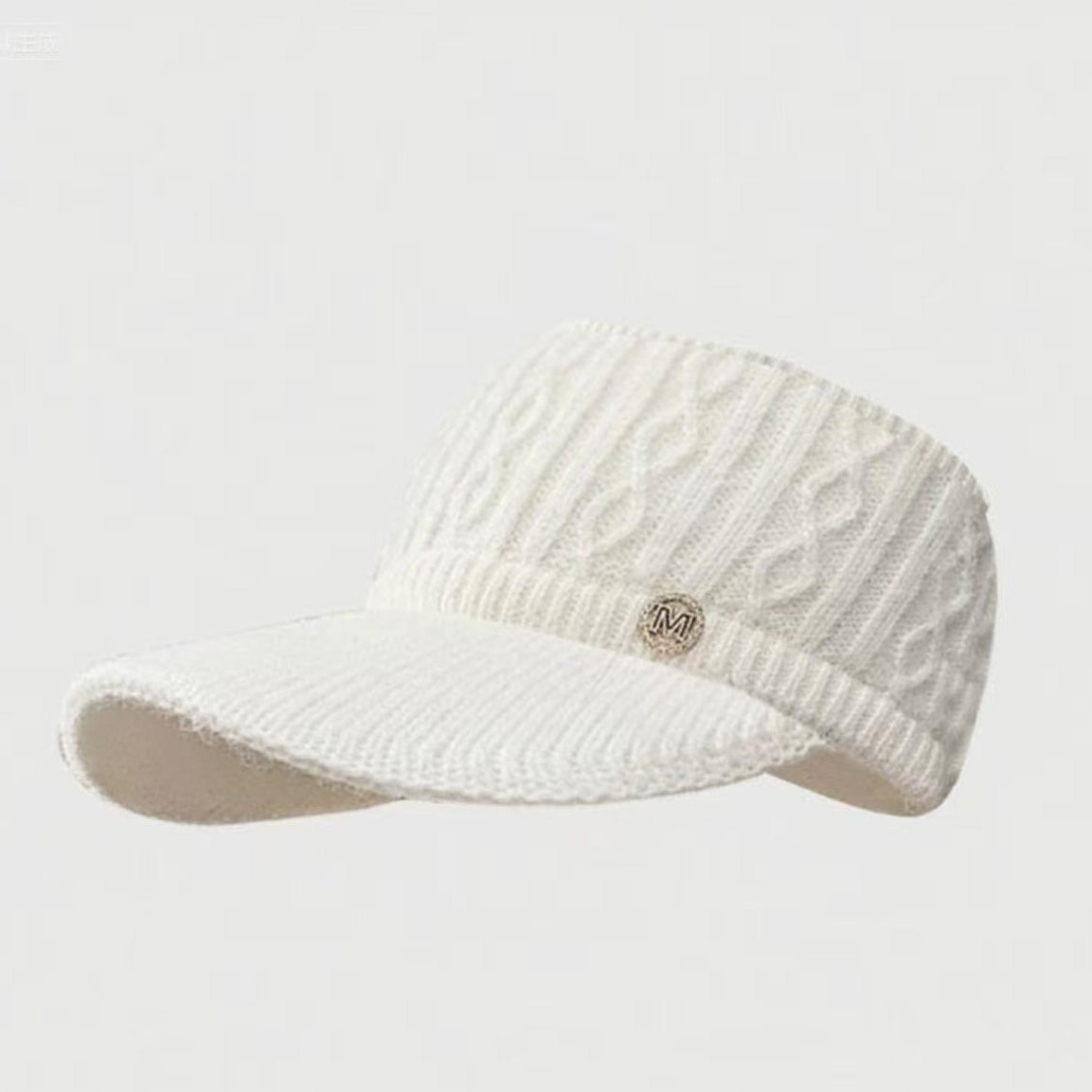 Anna-Kaci Plush Knit Ponytail Visor Hat with Soft Textured Cable Pattern and Curved Brim Design for Comfortable Everyday Cold-Weather Wear