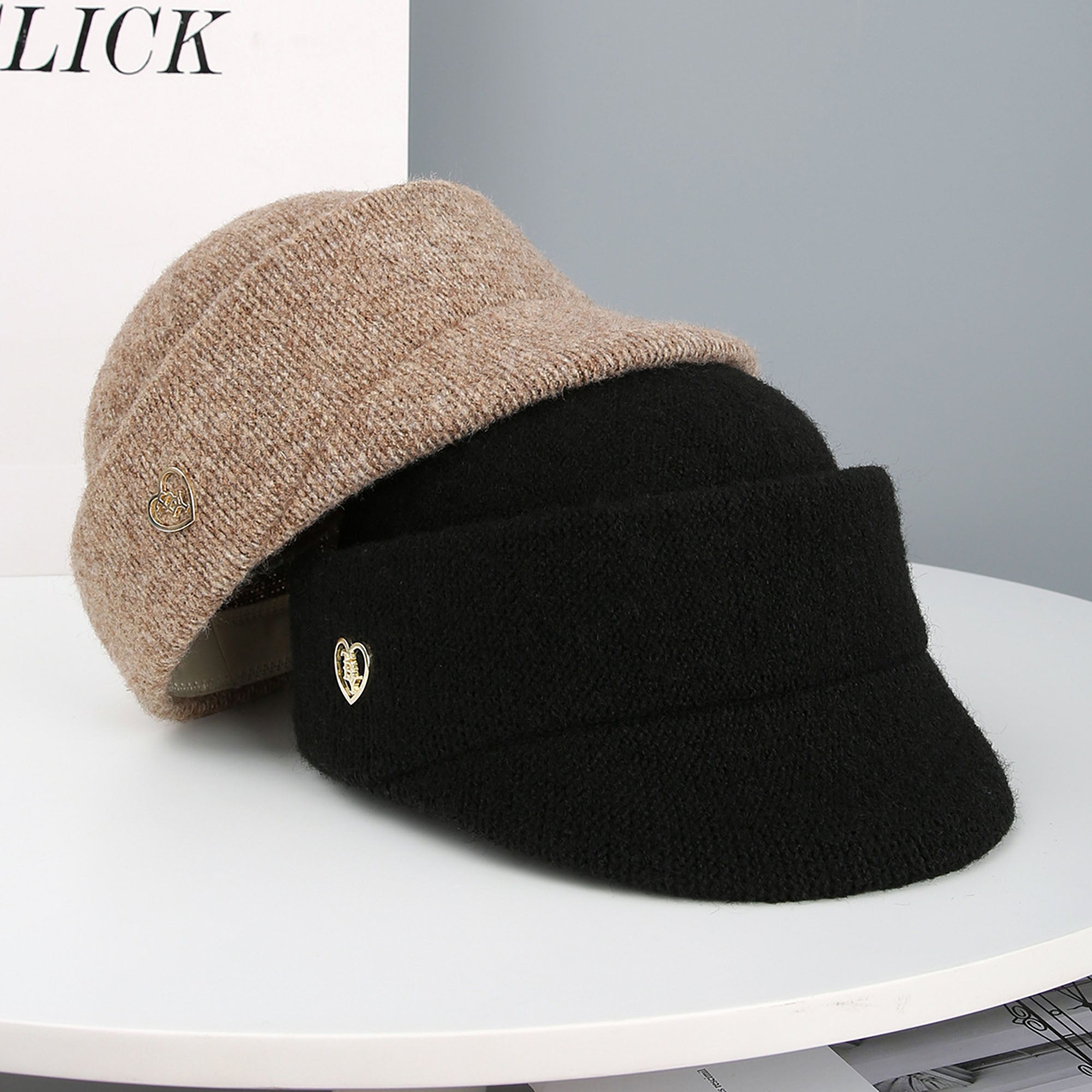 Anna-Kaci Women¡¯s Knit Cloche Hat with Structured Brim and Decorative Metal Accent