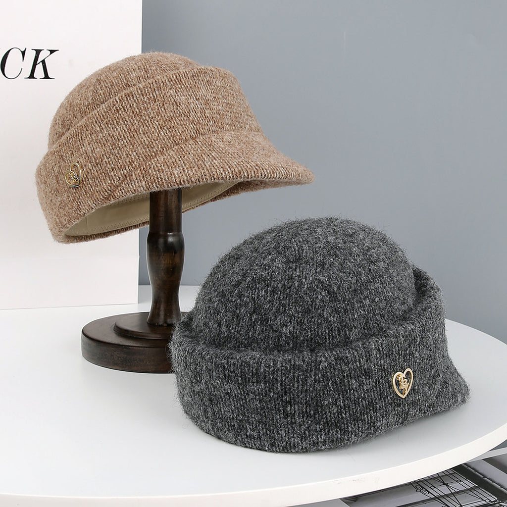 Anna-Kaci Women¡¯s Knit Cloche Hat with Structured Brim and Decorative Metal Accent