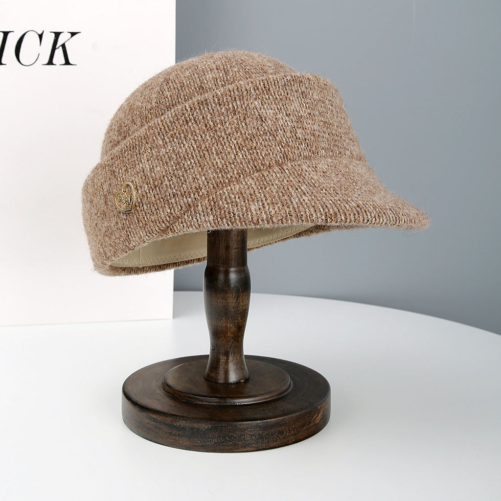 Anna-Kaci Women¡¯s Knit Cloche Hat with Structured Brim and Decorative Metal Accent