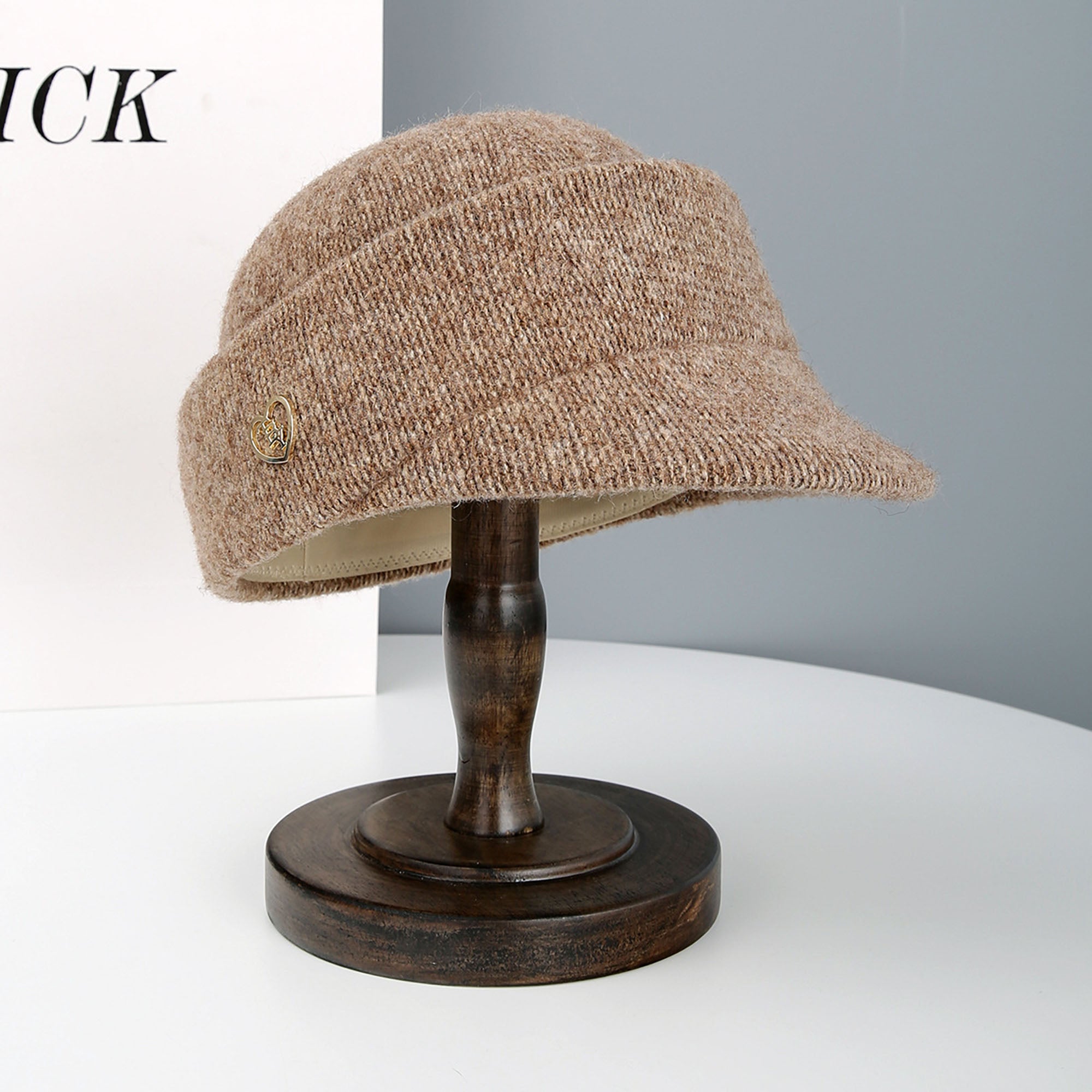 Anna-Kaci Women¡¯s Knit Cloche Hat with Structured Brim and Decorative Metal Accent