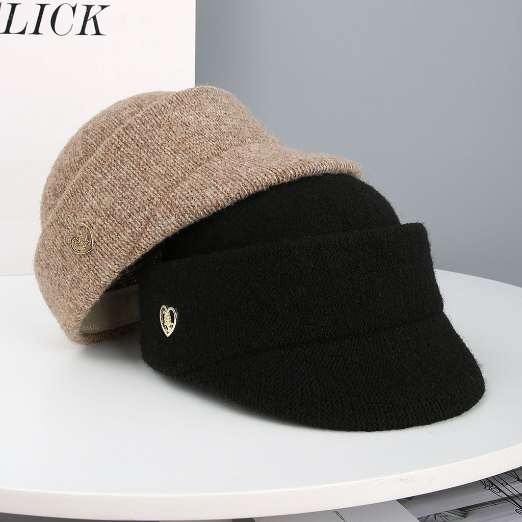 Anna-Kaci Women¡¯s Knit Cloche Hat with Structured Brim and Decorative Metal Accent