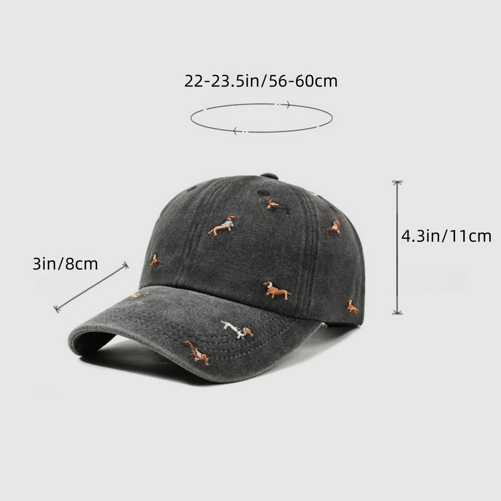 Anna-Kaci Women's Embroidered Dog Baseball Cap with Curved Brim Soft Structured Crown and Adjustable Back Strap