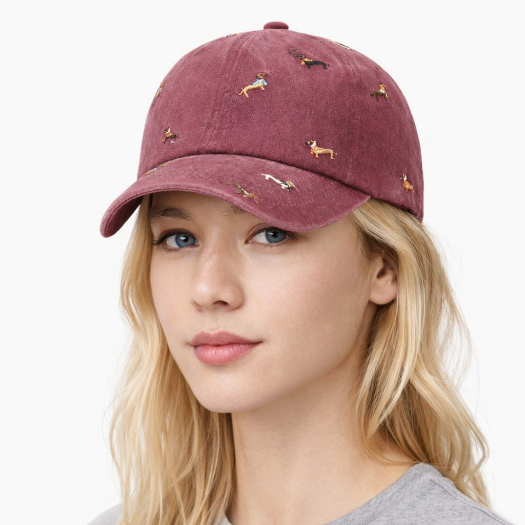 Anna-Kaci Women's Embroidered Dog Baseball Cap with Curved Brim Soft Structured Crown and Adjustable Back Strap