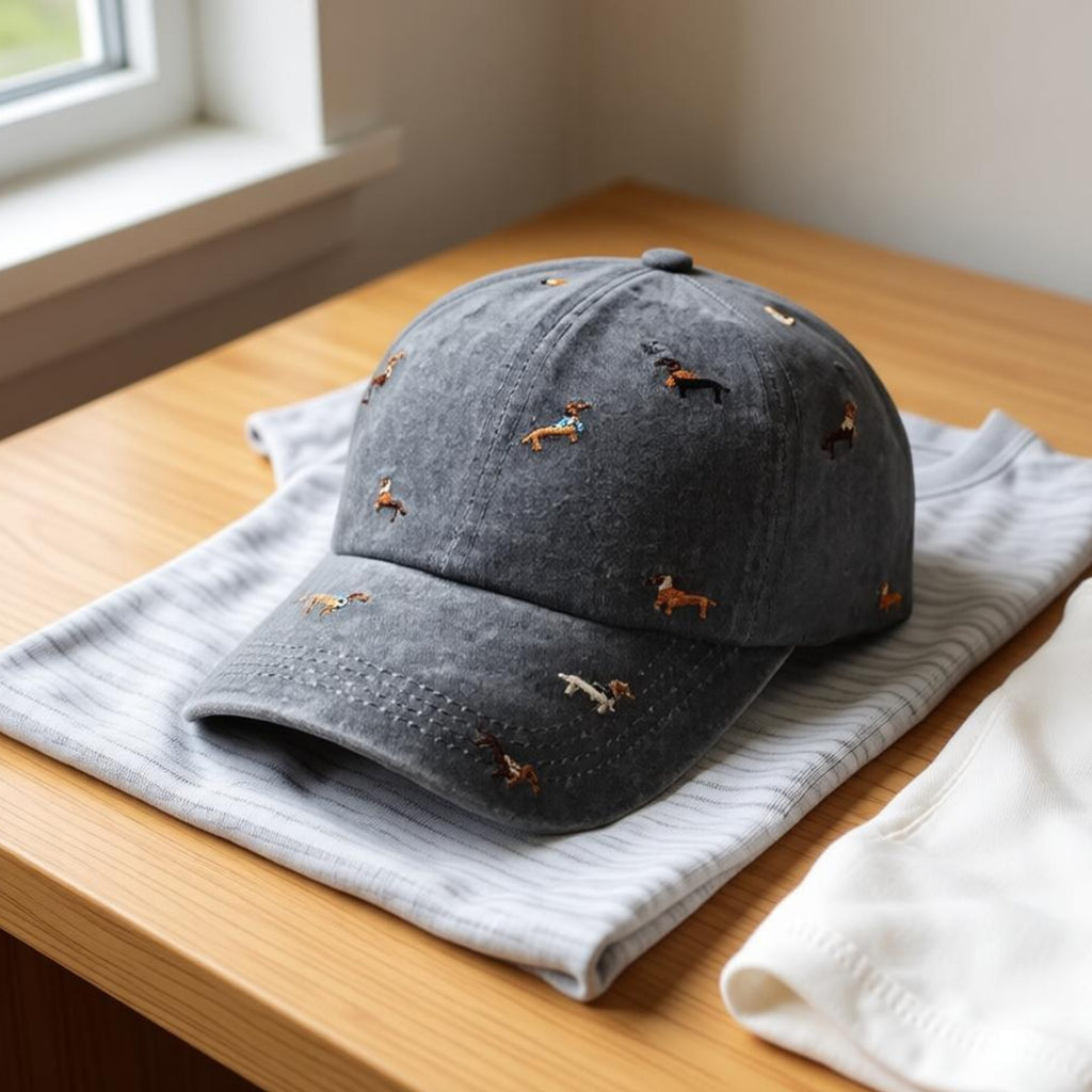 Anna-Kaci Women's Embroidered Dog Baseball Cap with Curved Brim Soft Structured Crown and Adjustable Back Strap