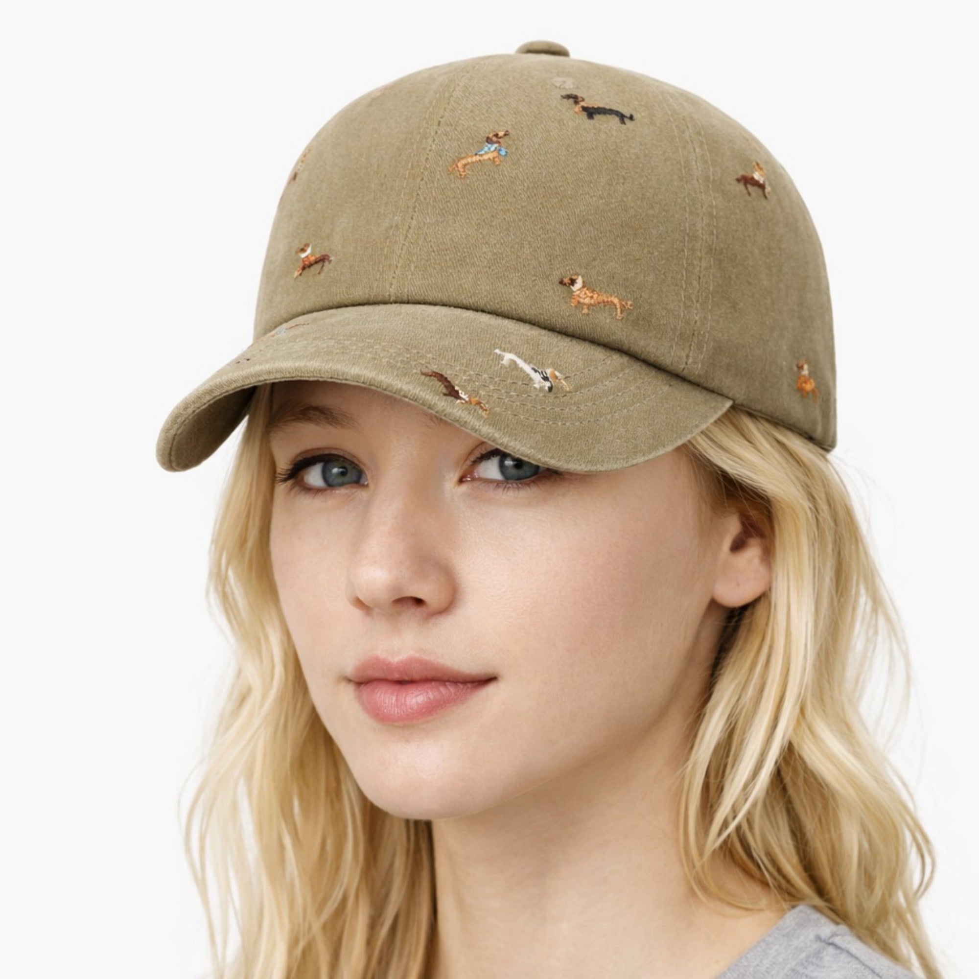 Anna-Kaci Women's Embroidered Dog Baseball Cap with Curved Brim Soft Structured Crown and Adjustable Back Strap