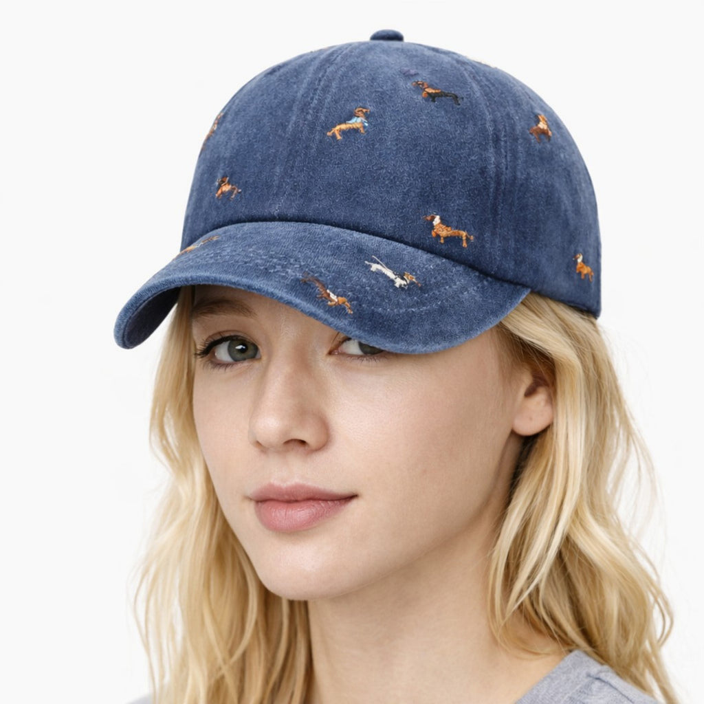 Anna-Kaci Women's Embroidered Dog Baseball Cap with Curved Brim Soft Structured Crown and Adjustable Back Strap