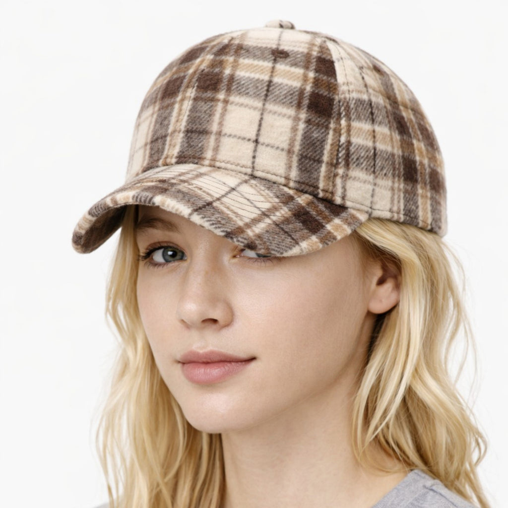 Anna-Kaci Women's Plaid Baseball Cap with Curved Brim Soft Structured Crown and Adjustable Back Strap