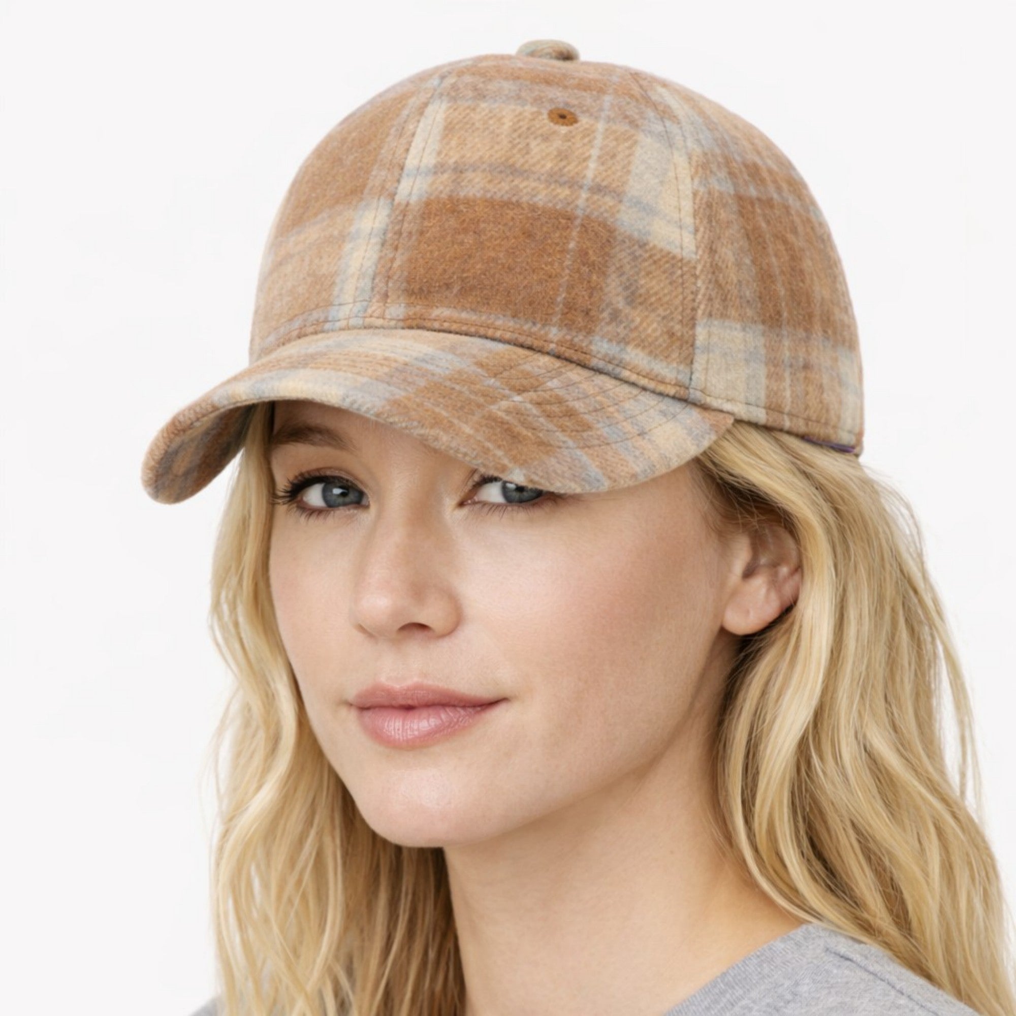 Anna-Kaci Women's Plaid Baseball Cap with Curved Brim Soft Structured Crown and Adjustable Back Strap