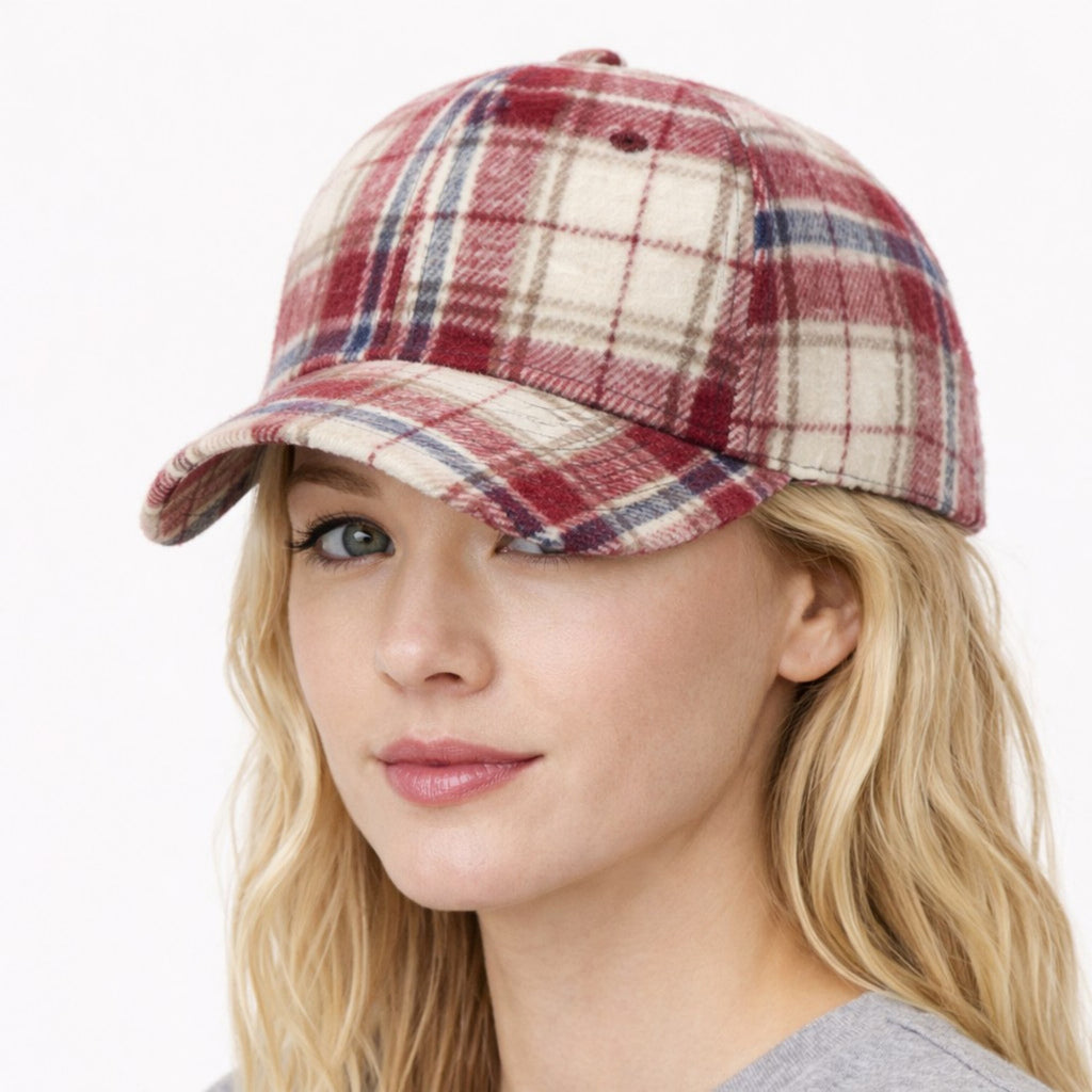Anna-Kaci Women's Plaid Baseball Cap with Curved Brim Soft Structured Crown and Adjustable Back Strap