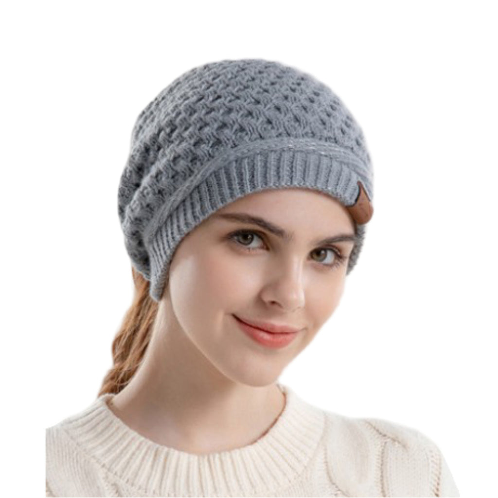 Anna-Kaci Womens Knit Beanie Hat with Ponytail Opening Soft Slouchy Winter Cap