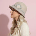Anna-Kaci Womens Soft Felt Cloche Hat with Decorative Flower Accent
