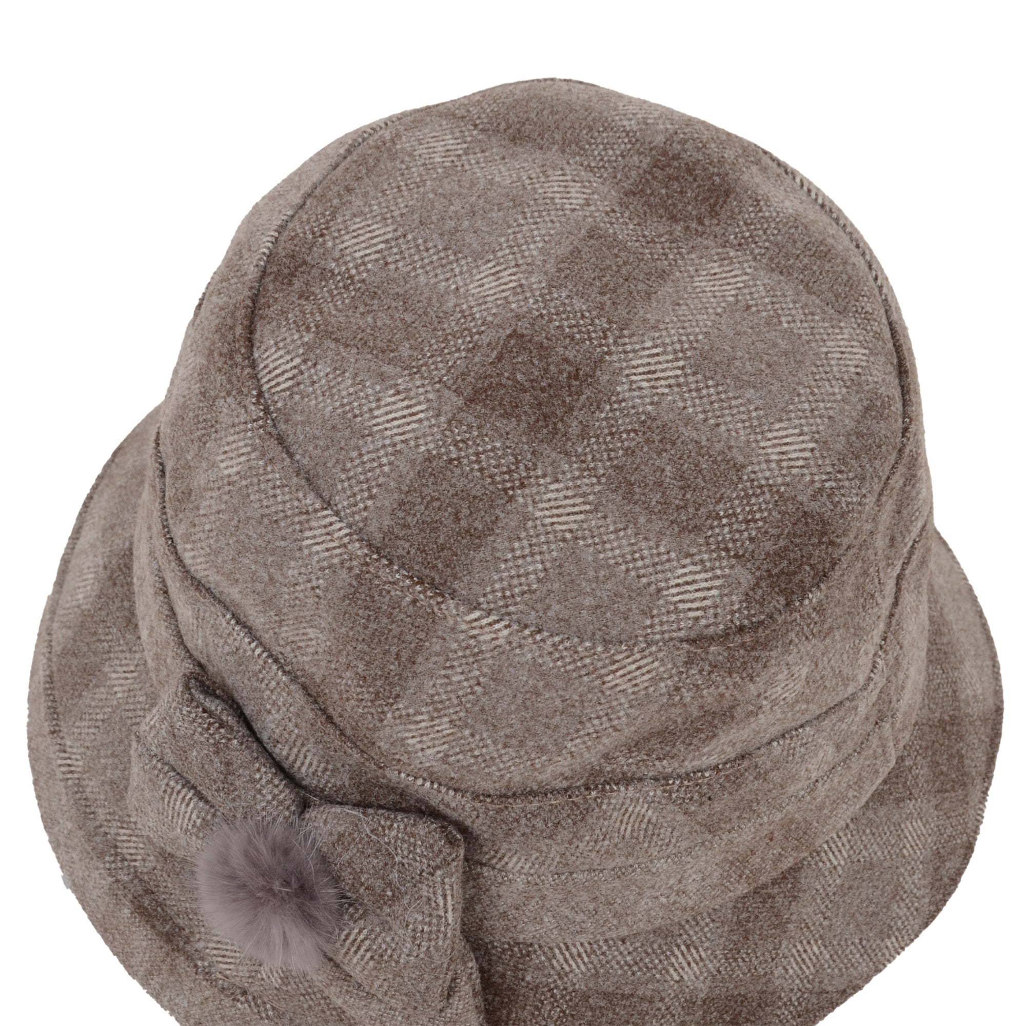 Anna-Kaci Womens Warm Plaid Roll Brim Bucket Hat with Decorative Side Bow