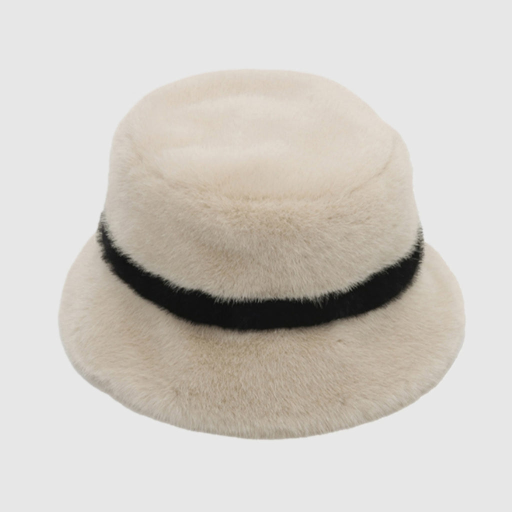 Anna-Kaci Women's Faux Shearling Bucket Hat with Contrast Band Detail and Soft High Pile Texture