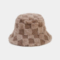 Anna-Kaci Women's Faux Shearling Checkered Bucket Hat with Soft Textured Finish 22-22.8in